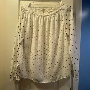 Loft Black and White Polka Dot Blouse